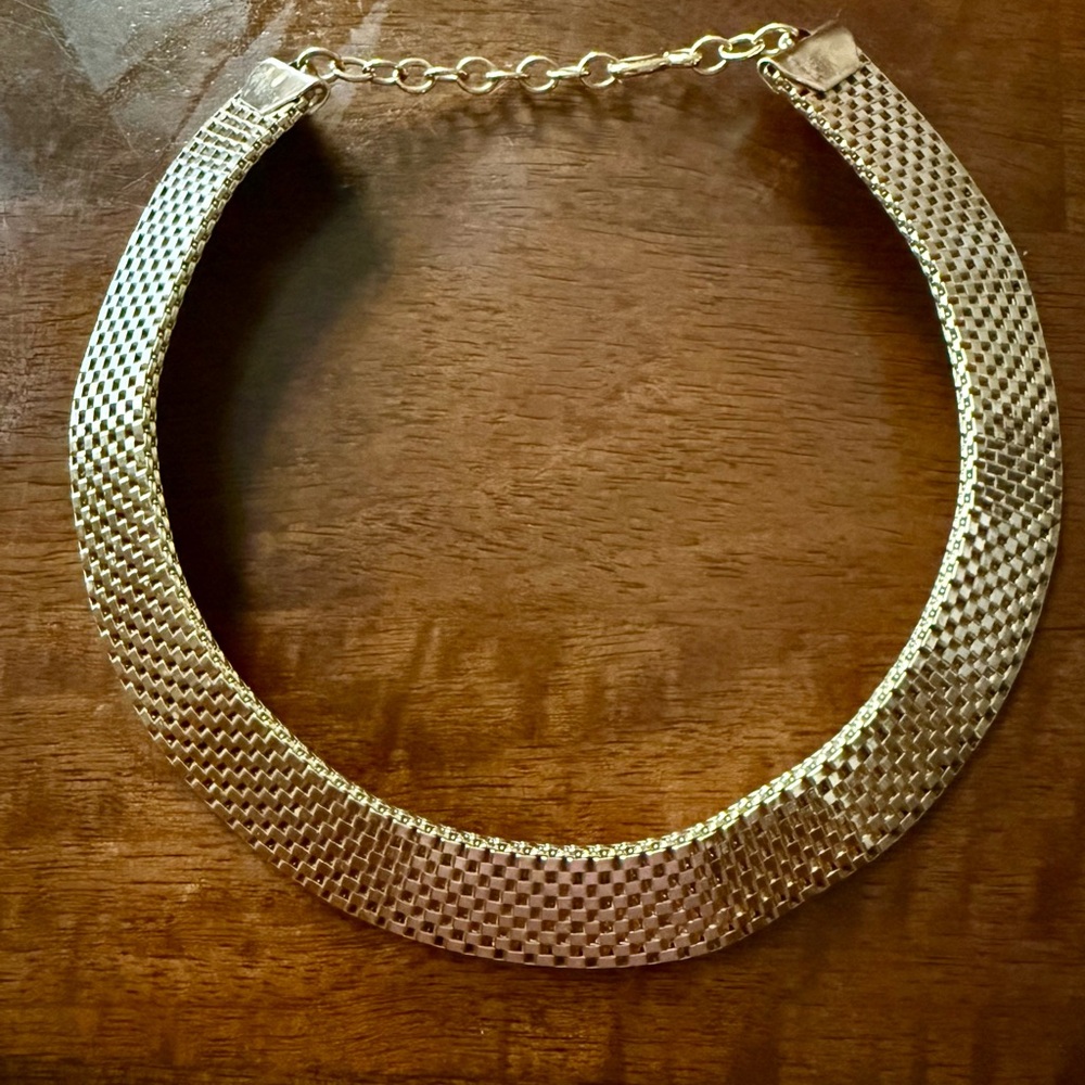 Gold Textured Choker Necklace